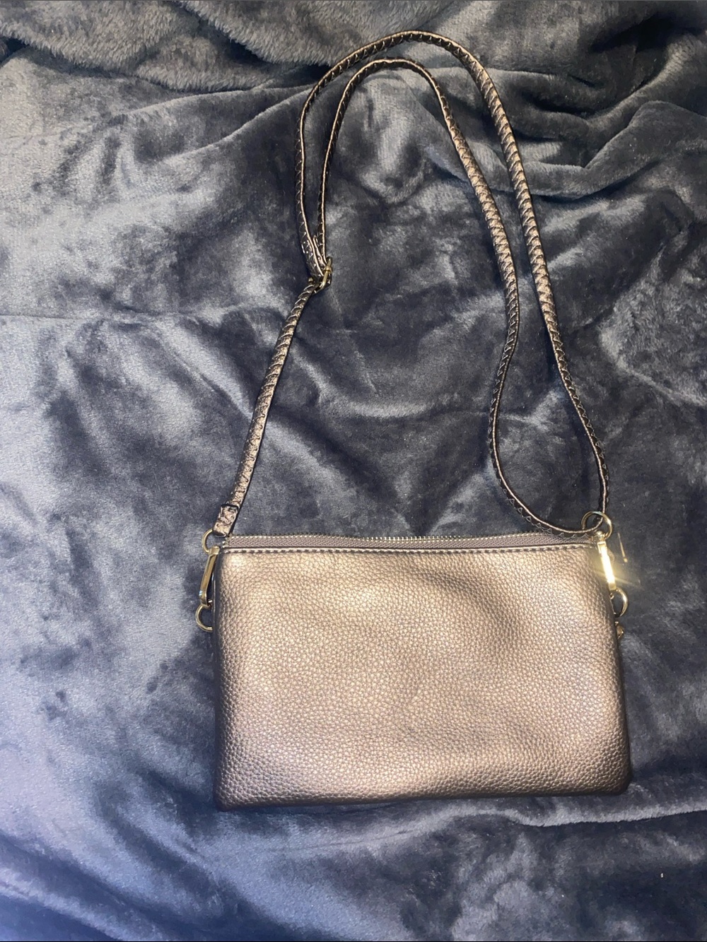 Jen & Co Pebbled Brown Crossbody Bag with Braided Strap
